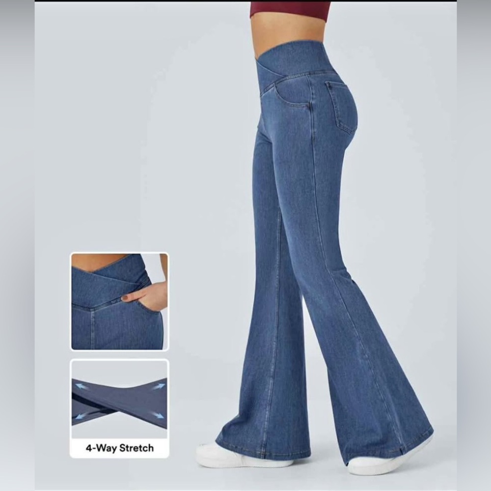 High-Waisted Flare Jeans with 4-Way Stretch